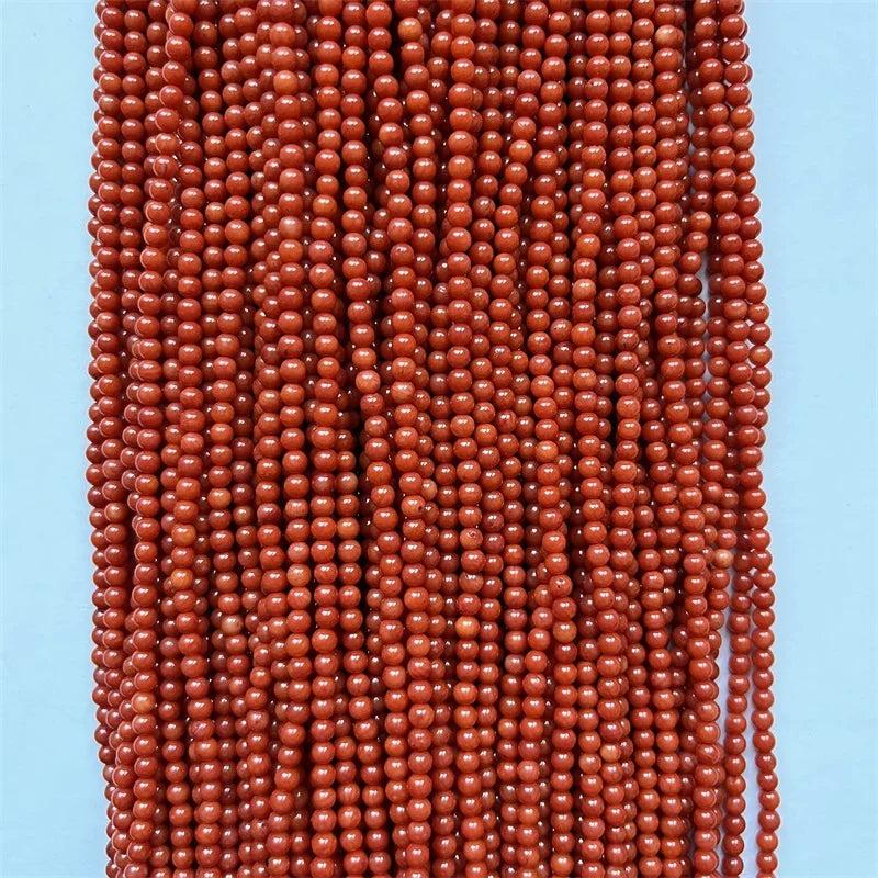 3MM Orange Red Coral Stone Round Beads for DIY Jewelry