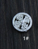 925 Sterling Silver Spacer Beads 14mm Round Buddhism Ornament Charm Beads