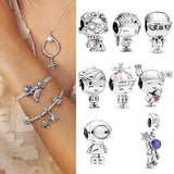 925 Sterling Silver Astronaut Propeller Bead for Bracelet Necklace