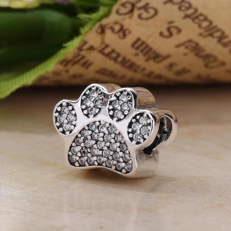 925 Sterling Silver Dog Paw Print Charms for Bracelet DIY Jewelry S925 Beads