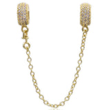 Rose Charm Safety Chain 925 Silver Bead Bracelet