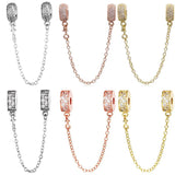 Rose Charm Safety Chain 925 Silver Bead Bracelet