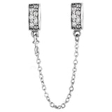 Rose Charm Safety Chain 925 Silver Bead Bracelet
