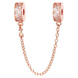 Rose Charm Safety Chain 925 Silver Bead Bracelet