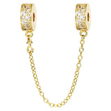 Rose Charm Safety Chain 925 Silver Bead Bracelet