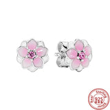 S925 Silver Daisy Pink Flower Charms for Bracelet