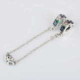 Multi-colour Love Arcs Crystal Safety Bead 925 Silver Charm Bracelet DIY