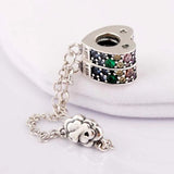 Multi-colour Love Arcs Crystal Safety Bead 925 Silver Charm Bracelet DIY