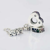 Multi-colour Love Arcs Crystal Safety Bead 925 Silver Charm Bracelet DIY