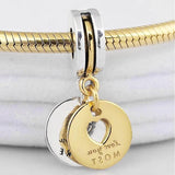 Two-tone Love Pendant Beads for 925 Sterling Silver Charm Bracelet