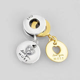 Two-tone Love Pendant Beads for 925 Sterling Silver Charm Bracelet