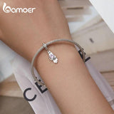 925 Silver Palm Love Heart Beads Charms Pink CZ Pendants