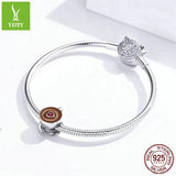 Coffee S925 Sterling Silver Beads DIY Bracelet Accessories