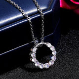 Stylish Zircon Circle Pendant Necklace Bridal Wedding Gift Jewelry