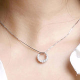 Stylish Zircon Circle Pendant Necklace Bridal Wedding Gift Jewelry