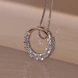 Stylish Zircon Circle Pendant Necklace Bridal Wedding Gift Jewelry