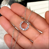 Stylish Zircon Circle Pendant Necklace Bridal Wedding Gift Jewelry