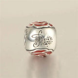 925 Silver Rose Flower Beads Red Enamel DIY Jewelry Making