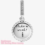 Mom's Silver Pink Birthday Cake Dangle Charm Bead for Bracelets