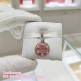 Mom's Silver Pink Birthday Cake Dangle Charm Bead for Bracelets
