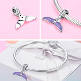 925 Silver Whale Tail Charm Beads for Bracelets DIY Woman
