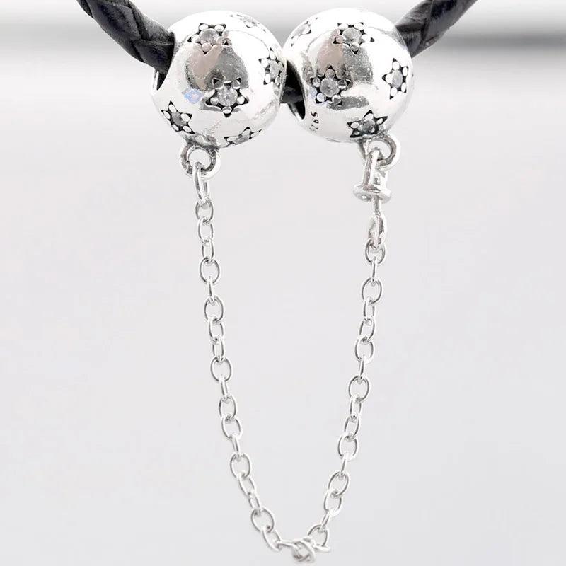 Crystal Safety Chain Beads for Charm Bracelet Bangle