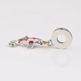Red Enamel Fortune Carp Pendant Beads 925 Silver Charm Bracelet DIY Jewelry