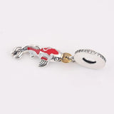 Red Enamel Fortune Carp Pendant Beads 925 Silver Charm Bracelet DIY Jewelry