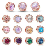 Rose Charm Zircon Silver Beads for 925 Bracelets DIY Jewelry