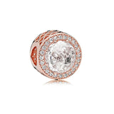 Rose Charm Zircon Silver Beads for 925 Bracelets DIY Jewelry