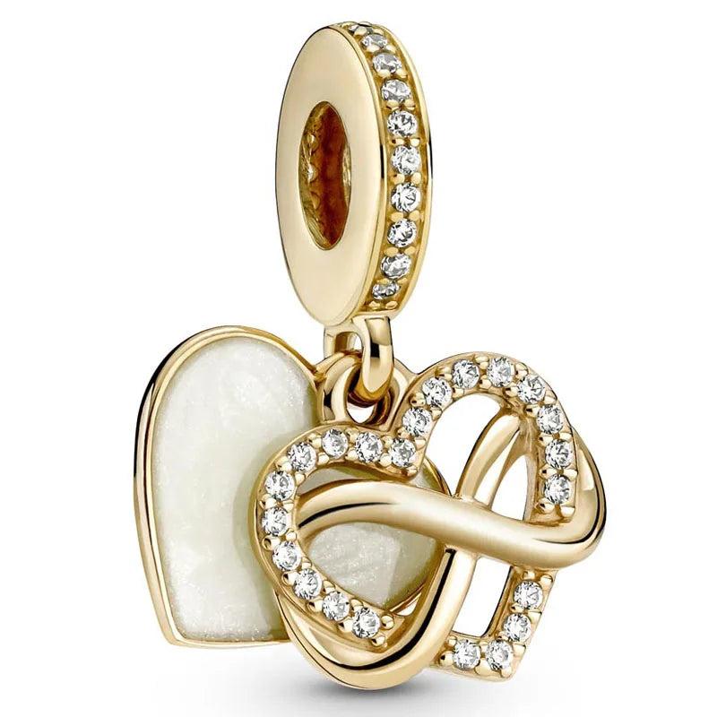 Infinity Heart Family Forever Pendant Beads 925 Sterling Silver Charm