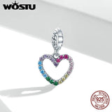 925 Silver Rainbow Heart Charms Pendant for Bracelets