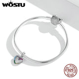 925 Silver Rainbow Heart Charms Pendant for Bracelets