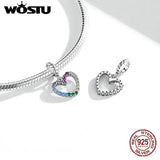 925 Silver Rainbow Heart Charms Pendant for Bracelets