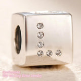 925 Silver Love Dice Charm, Red & Clear CZ Beads