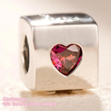 925 Silver Love Dice Charm, Red & Clear CZ Beads