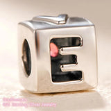 925 Silver Love Dice Charm, Red & Clear CZ Beads
