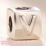 925 Silver Love Dice Charm, Red & Clear CZ Beads