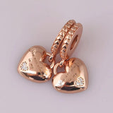 Enamel Rose Mother and Daughter Hearts Pendant Beads