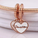Enamel Rose Mother and Daughter Hearts Pendant Beads