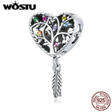 925 Silver Life Tree Heart Beads Charms Pendant for Bracelets DIY Jewelry