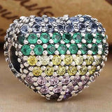 Rainbow Heart Clip Beads for Bracelet DIY Jewelry
