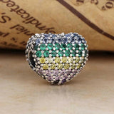 Rainbow Heart Clip Beads for Bracelet DIY Jewelry