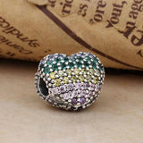 Rainbow Heart Clip Beads for Bracelet DIY Jewelry