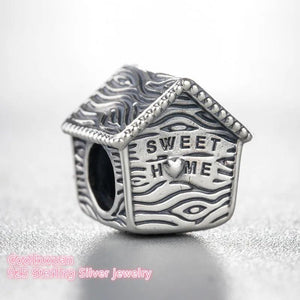 925 Sterling Silver Spring Bird House Charm Beads Bracelet DIY Jewelry Making