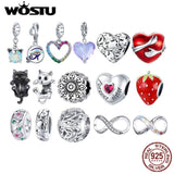 925 Sterling Silver Enamel Colorful Heart Bead Charm Pendant