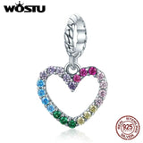 925 Sterling Silver Enamel Colorful Heart Bead Charm Pendant