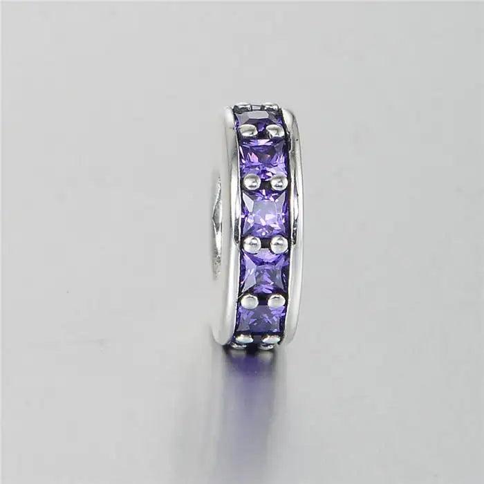 925 Silver Abstract Spacer Charm with Purple Crystal