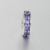 925 Silver Abstract Spacer Charm with Purple Crystal