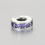 925 Silver Abstract Spacer Charm with Purple Crystal